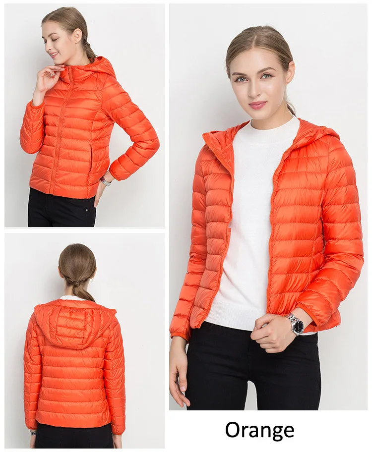 Winter Women Hooded Puffer Jackets Ultra Light Down Jacket Warm Coat Parka Female Portable Outwear Windbreaker Quilted Jacket