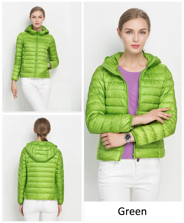 Winter Women Hooded Puffer Jackets Ultra Light Down Jacket Warm Coat Parka Female Portable Outwear Windbreaker Quilted Jacket