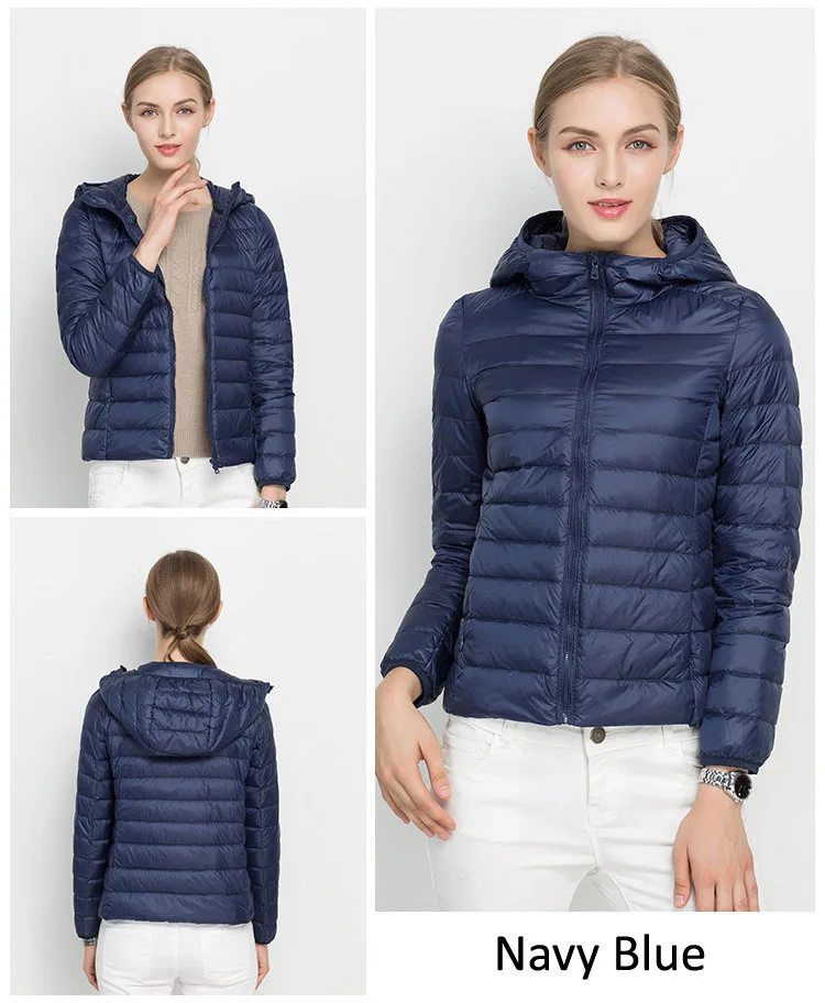 Winter Women Hooded Puffer Jackets Ultra Light Down Jacket Warm Coat Parka Female Portable Outwear Windbreaker Quilted Jacket
