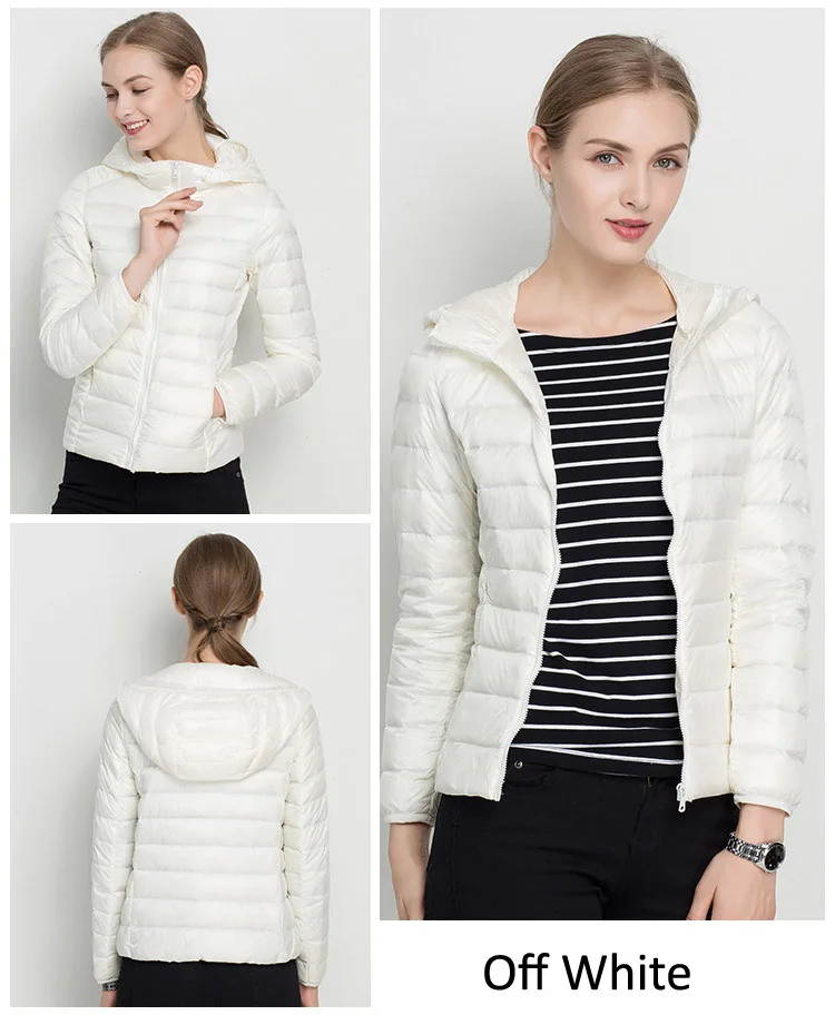 Winter Women Hooded Puffer Jackets Ultra Light Down Jacket Warm Coat Parka Female Portable Outwear Windbreaker Quilted Jacket