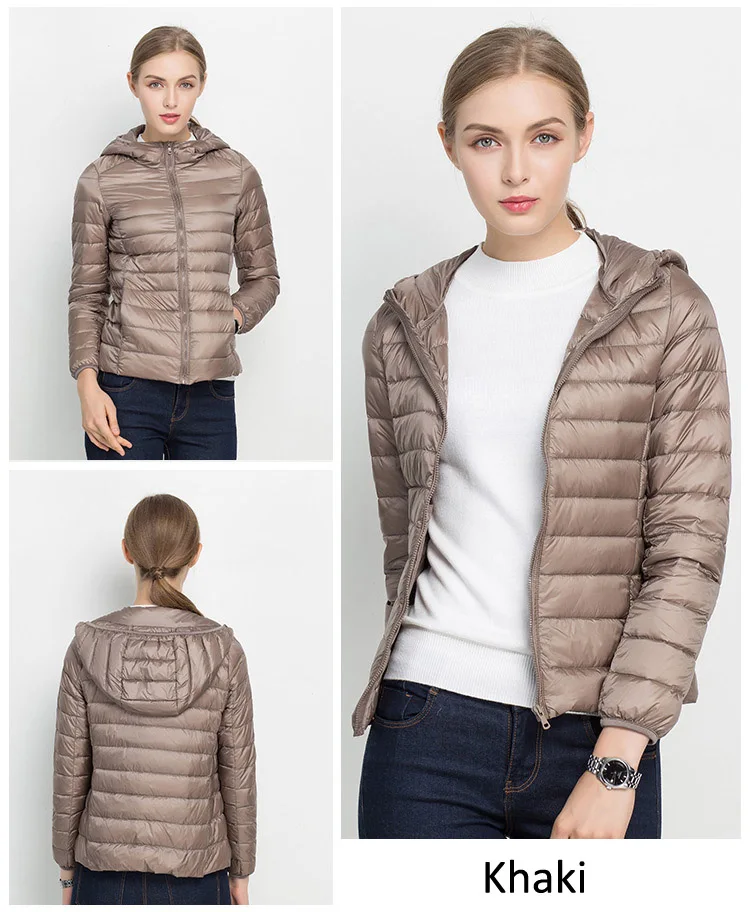 Winter Women Hooded Puffer Jackets Ultra Light Down Jacket Warm Coat Parka Female Portable Outwear Windbreaker Quilted Jacket