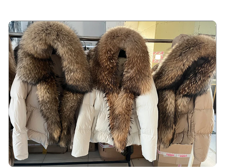 2026 MAOMAOKONG White Duck Down Jacket Winter Women Warm Loose Coat Natural Real Fox Fur Collar Thick Luxury Outerwear Parkas