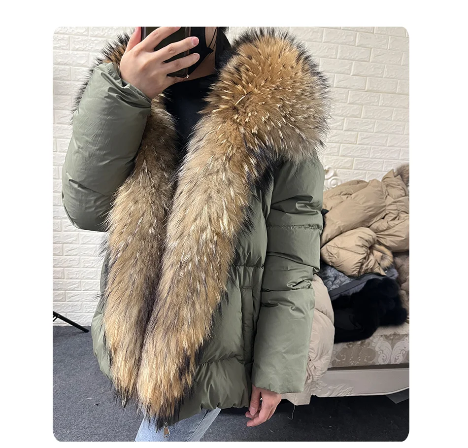 2026 MAOMAOKONG White Duck Down Jacket Winter Women Warm Loose Coat Natural Real Fox Fur Collar Thick Luxury Outerwear Parkas
