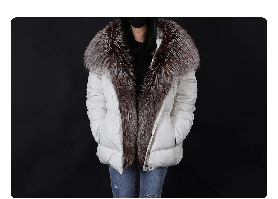 2026 MAOMAOKONG White Duck Down Jacket Winter Women Warm Loose Coat Natural Real Fox Fur Collar Thick Luxury Outerwear Parkas