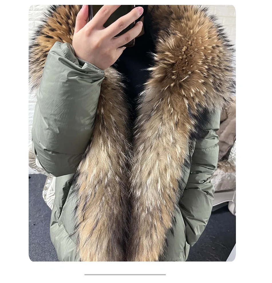 2026 MAOMAOKONG White Duck Down Jacket Winter Women Warm Loose Coat Natural Real Fox Fur Collar Thick Luxury Outerwear Parkas