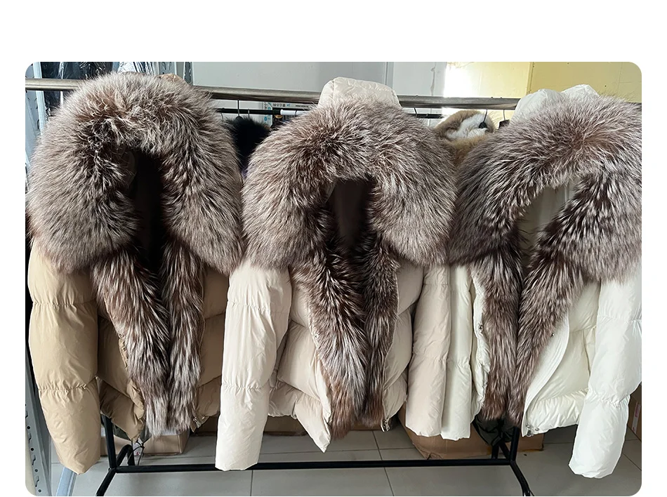 2026 MAOMAOKONG White Duck Down Jacket Winter Women Warm Loose Coat Natural Real Fox Fur Collar Thick Luxury Outerwear Parkas