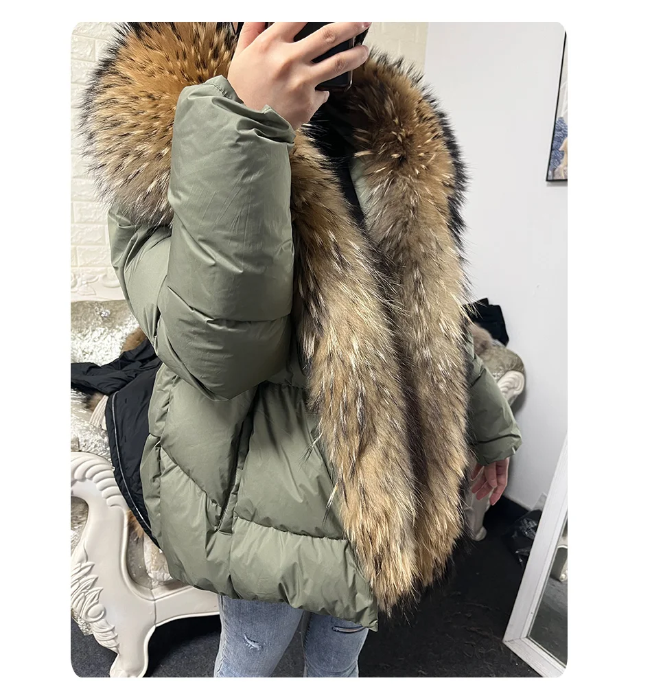 2026 MAOMAOKONG White Duck Down Jacket Winter Women Warm Loose Coat Natural Real Fox Fur Collar Thick Luxury Outerwear Parkas