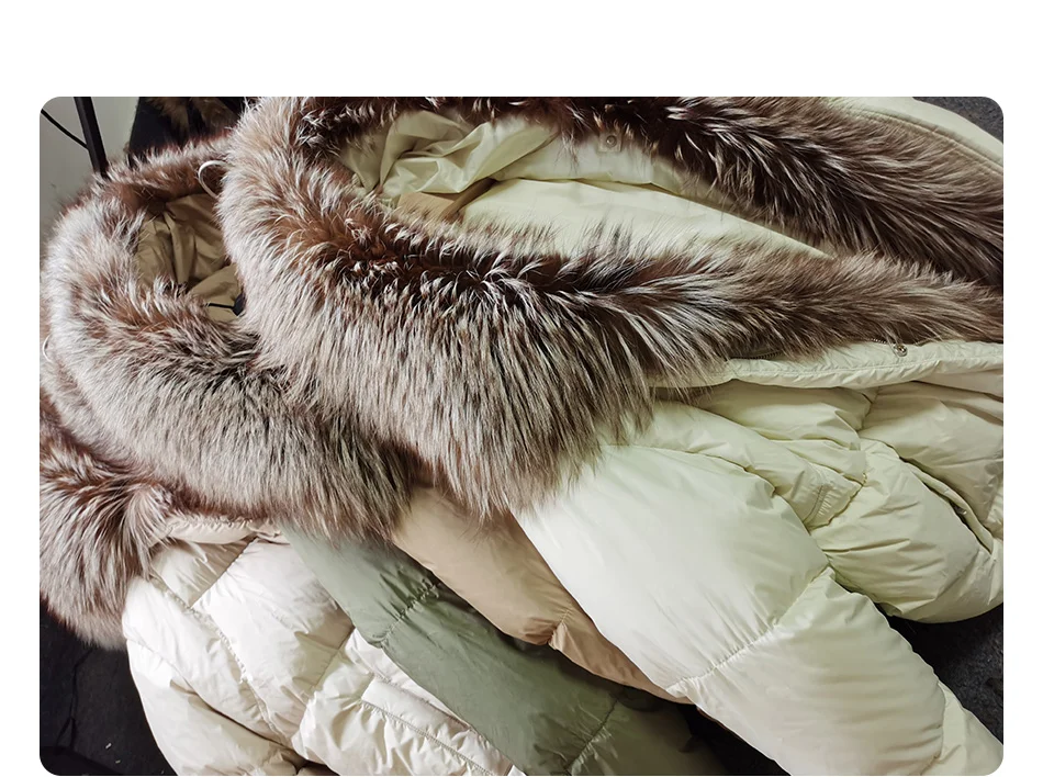 2026 MAOMAOKONG White Duck Down Jacket Winter Women Warm Loose Coat Natural Real Fox Fur Collar Thick Luxury Outerwear Parkas