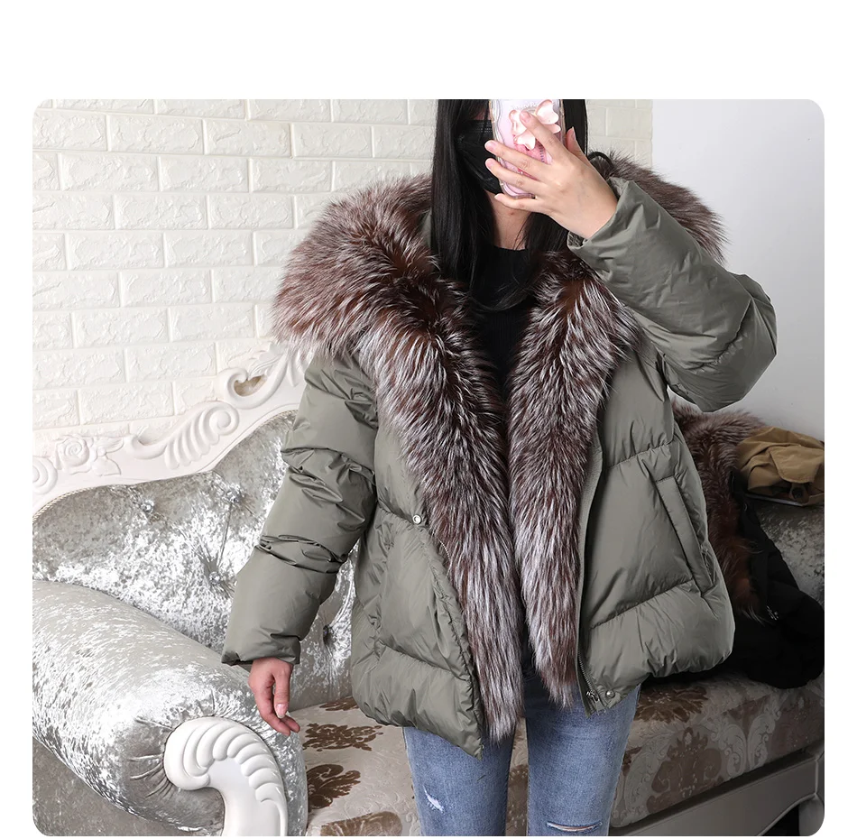 2026 MAOMAOKONG White Duck Down Jacket Winter Women Warm Loose Coat Natural Real Fox Fur Collar Thick Luxury Outerwear Parkas