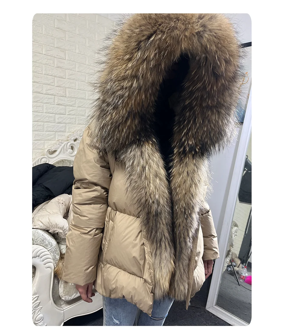 2026 MAOMAOKONG White Duck Down Jacket Winter Women Warm Loose Coat Natural Real Fox Fur Collar Thick Luxury Outerwear Parkas