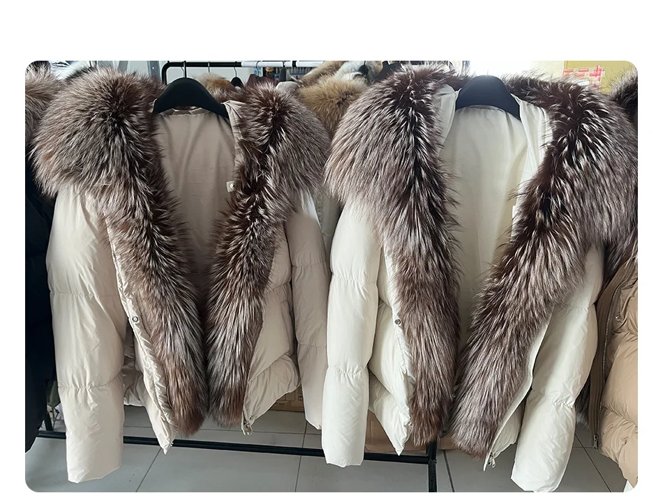 2026 MAOMAOKONG White Duck Down Jacket Winter Women Warm Loose Coat Natural Real Fox Fur Collar Thick Luxury Outerwear Parkas