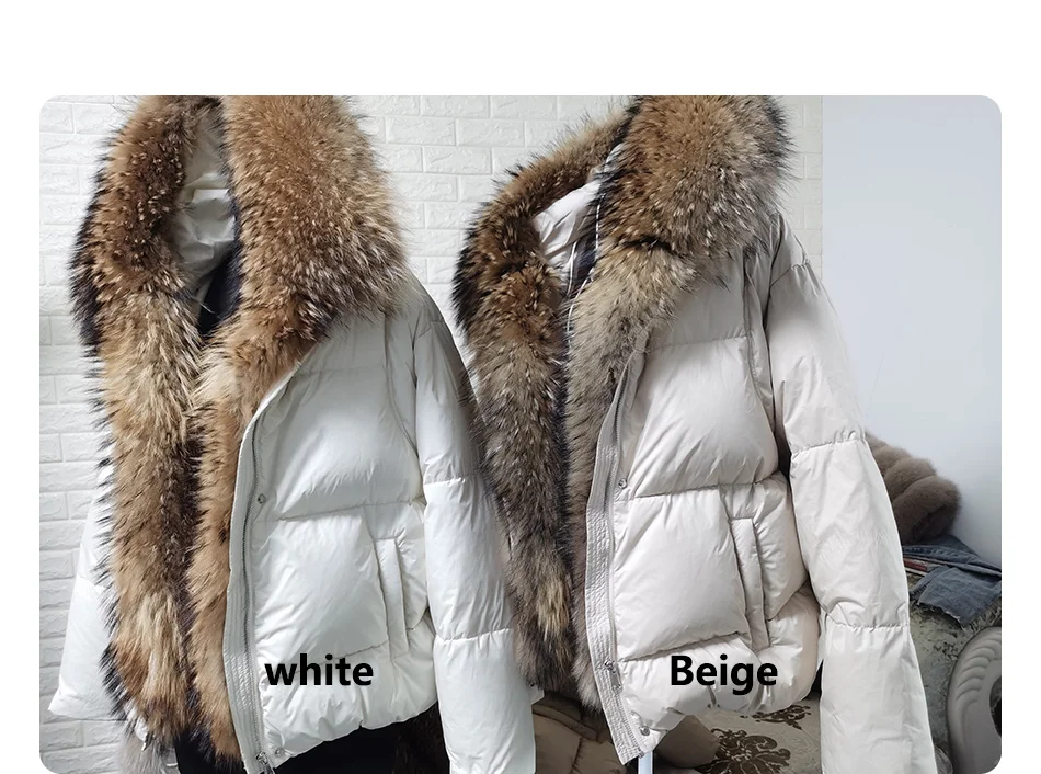 2026 MAOMAOKONG White Duck Down Jacket Winter Women Warm Loose Coat Natural Real Fox Fur Collar Thick Luxury Outerwear Parkas