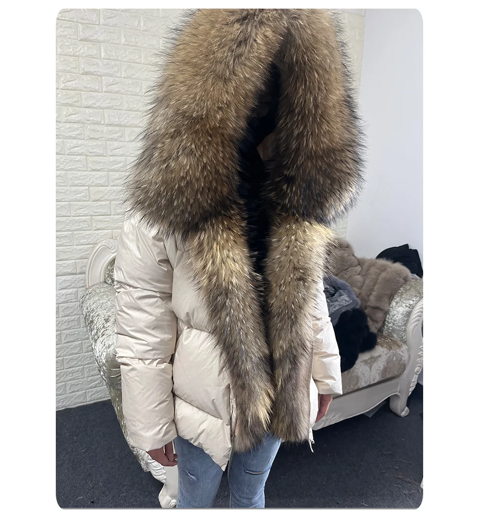 2026 MAOMAOKONG White Duck Down Jacket Winter Women Warm Loose Coat Natural Real Fox Fur Collar Thick Luxury Outerwear Parkas