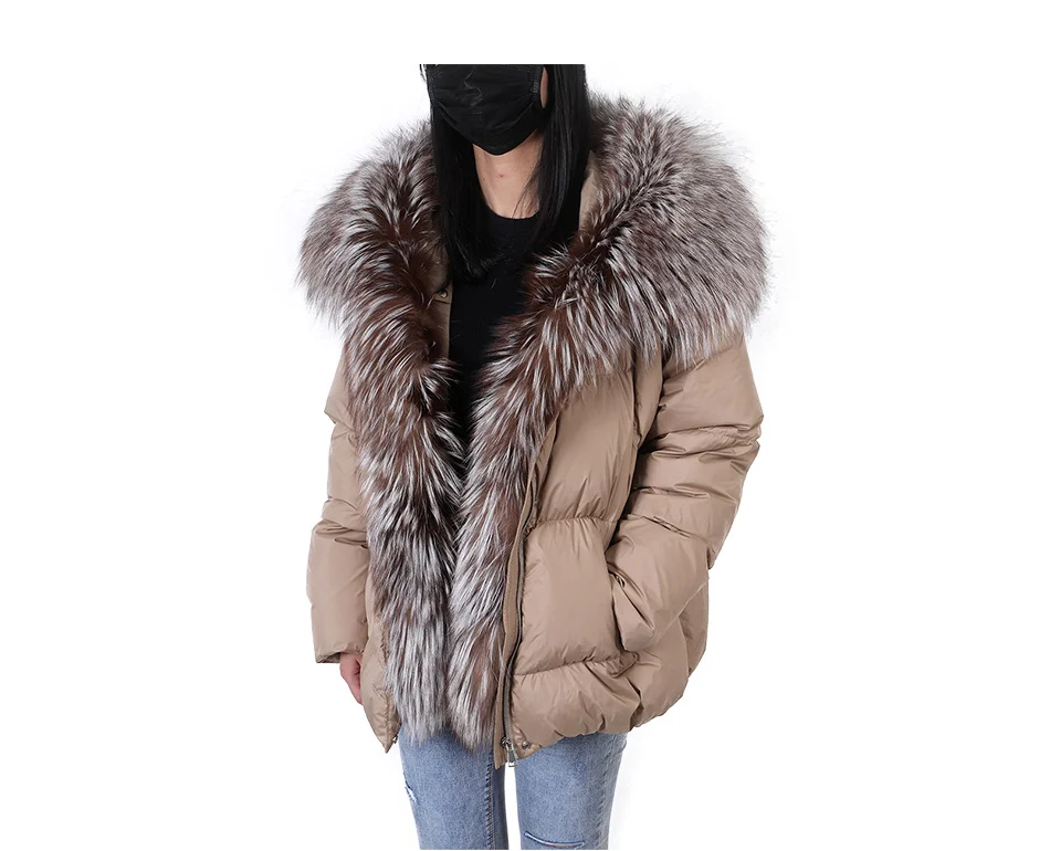 2026 MAOMAOKONG White Duck Down Jacket Winter Women Warm Loose Coat Natural Real Fox Fur Collar Thick Luxury Outerwear Parkas