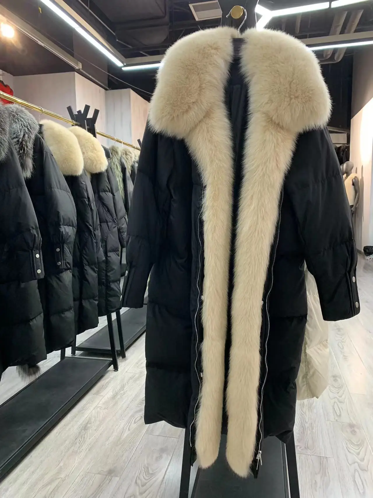 2025 New Winter Women Warm Coat 90% Goose Down Jacket Long Real Fox Fur Collar Thick Luxury Outerwear Female Coat Streetwear