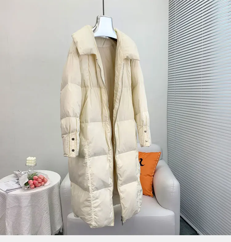 2025 New Winter Women Warm Coat 90% Goose Down Jacket Long Real Fox Fur Collar Thick Luxury Outerwear Female Coat Streetwear