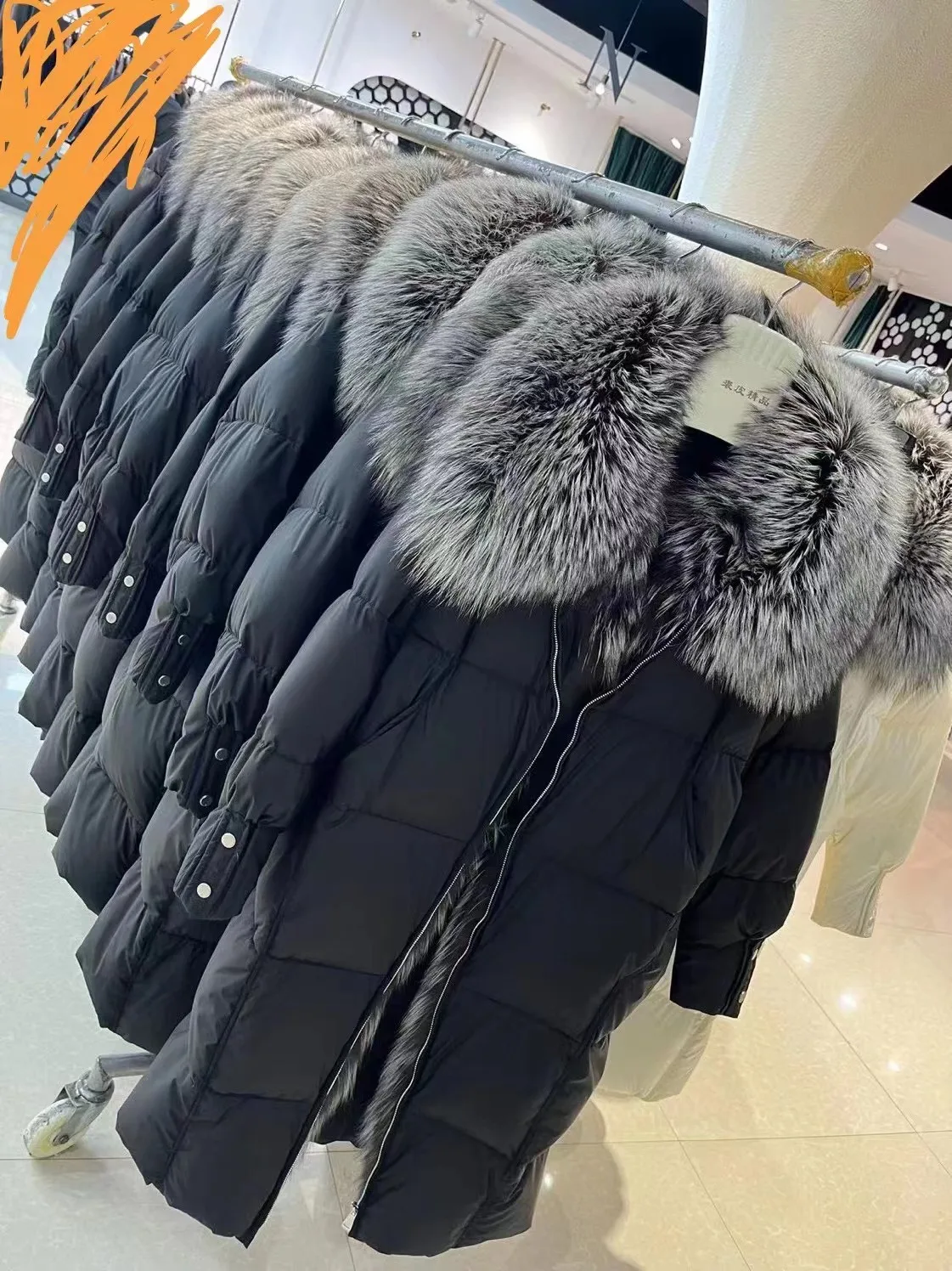 2025 New Winter Women Warm Coat 90% Goose Down Jacket Long Real Fox Fur Collar Thick Luxury Outerwear Female Coat Streetwear
