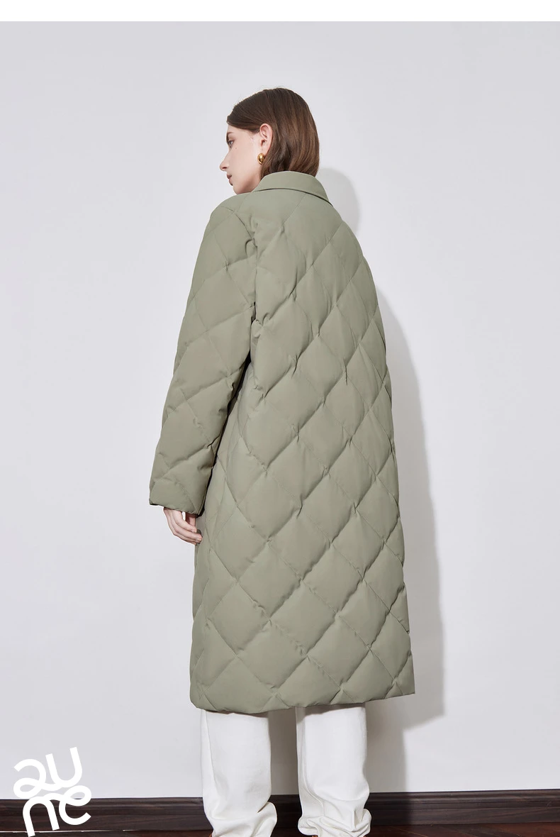 TOYOUTH Womens Down Coat 2024 Winter New Fur Collar Single Breasted Button Medium Thick Long Coat