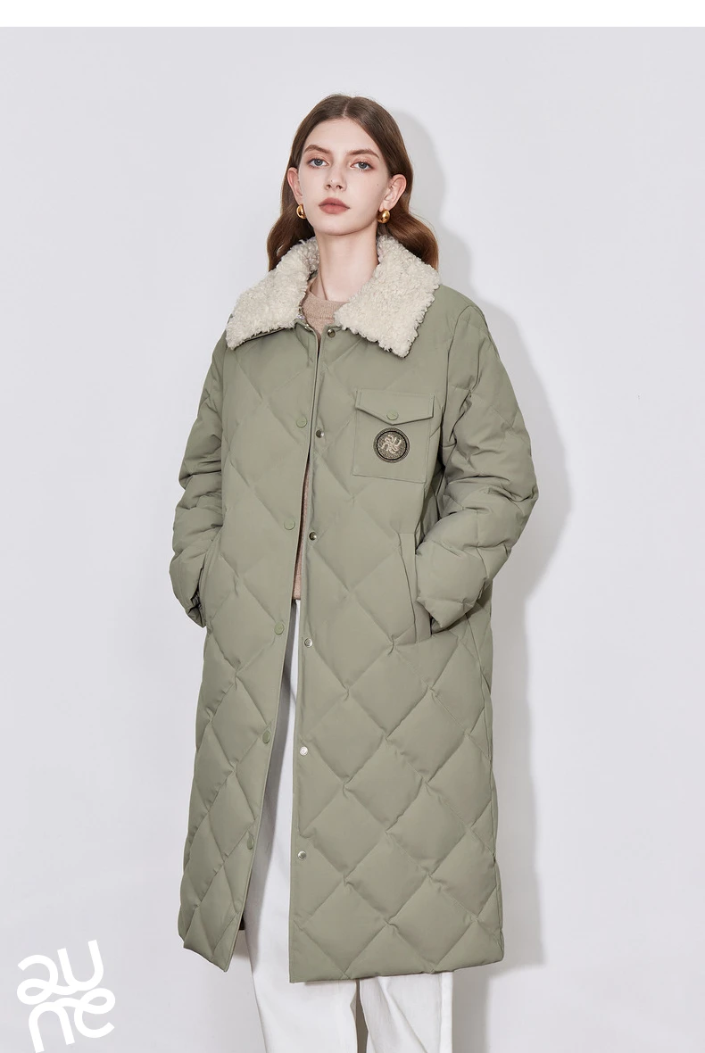 TOYOUTH Womens Down Coat 2024 Winter New Fur Collar Single Breasted Button Medium Thick Long Coat