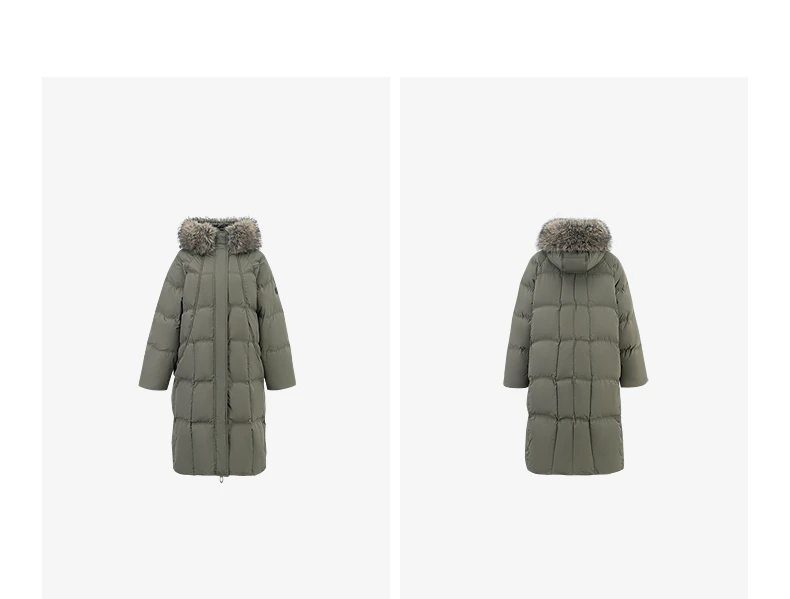 TOYOUTH Women 90% White Duck Down Thick Down Jacket 2025 Winter New Fur Collar Hooded Extra Long Warm Jacket Coat