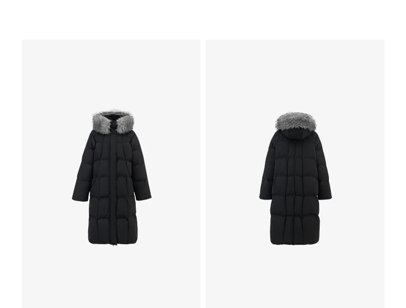 TOYOUTH Women 90% White Duck Down Thick Down Jacket 2025 Winter New Fur Collar Hooded Extra Long Warm Jacket Coat