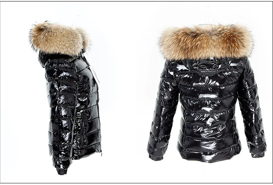 Maomaokong Winter Jacket Women Real Fur Coat Parkas Duck Down Lining Coat Real Raccoon Fur Collar Warm Black Streetwear