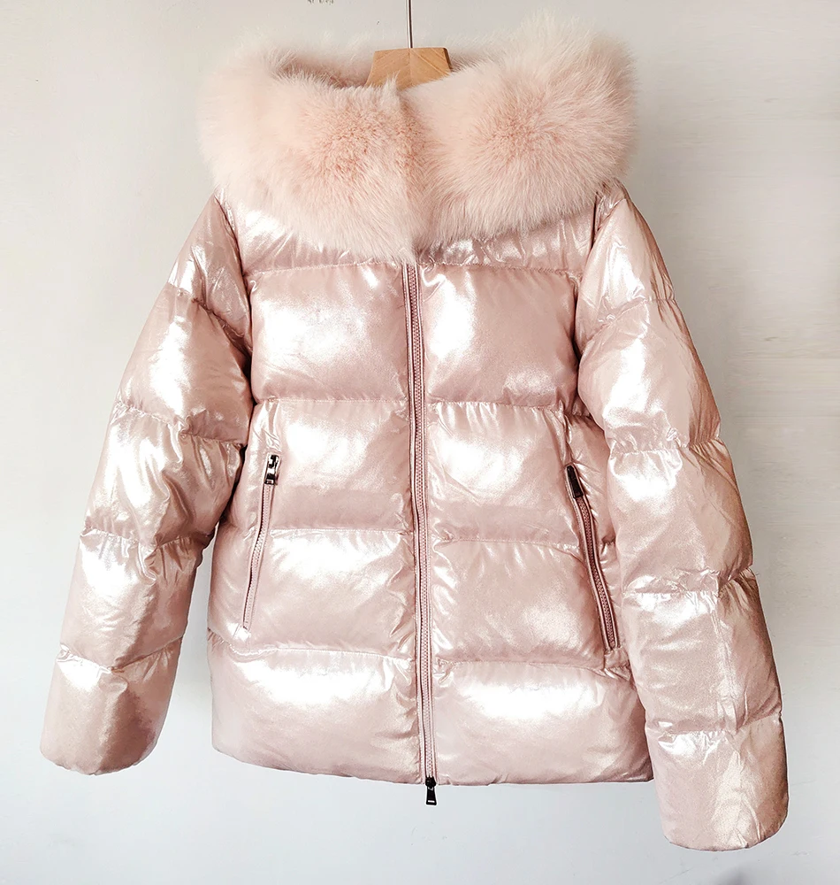 Maomaokong Winter Jacket Women Real Fur Coat Parkas Duck Down Lining Coat Real Raccoon Fur Collar Warm Black Streetwear