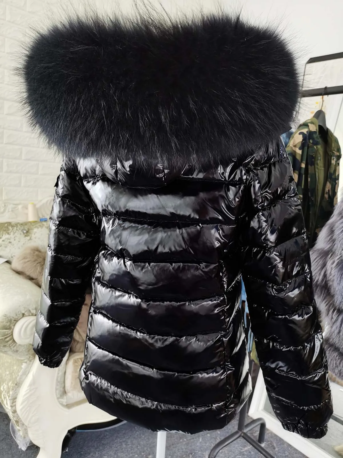 Maomaokong Winter Jacket Women Real Fur Coat Parkas Duck Down Lining Coat Real Raccoon Fur Collar Warm Black Streetwear