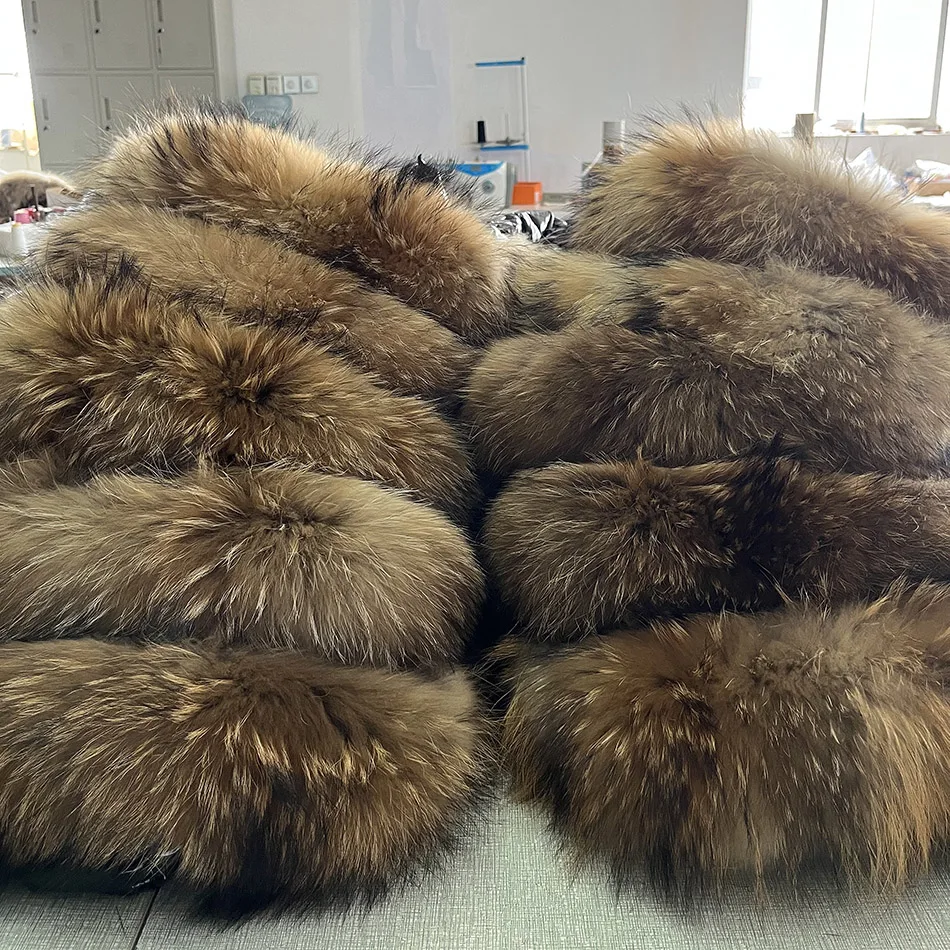 Maomaokong Winter Jacket Women Real Fur Coat Parkas Duck Down Lining Coat Real Raccoon Fur Collar Warm Black Streetwear