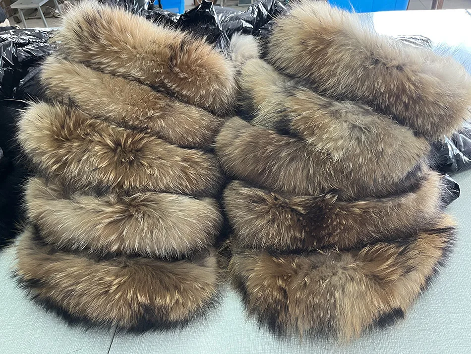 Maomaokong Winter Jacket Women Real Fur Coat Parkas Duck Down Lining Coat Real Raccoon Fur Collar Warm Black Streetwear
