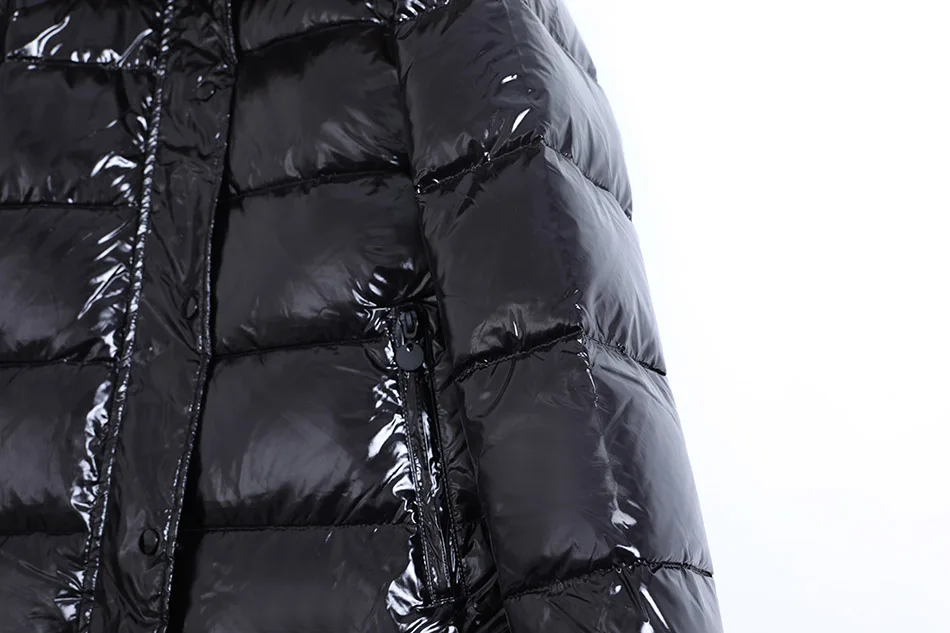 Maomaokong Winter Jacket Women Real Fur Coat Parkas Duck Down Lining Coat Real Raccoon Fur Collar Warm Black Streetwear