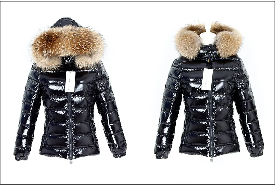 Maomaokong Winter Jacket Women Real Fur Coat Parkas Duck Down Lining Coat Real Raccoon Fur Collar Warm Black Streetwear