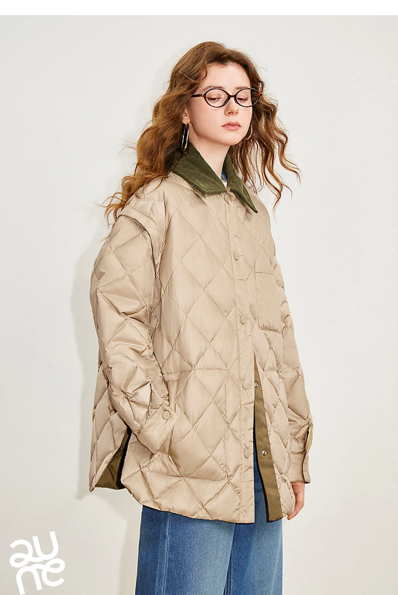 TOYOUTH Women 90% White Duck Down Jacket 2025 Winter New Double Side Antibacterial Turn Down Collar Parka Female Outwear Coat
