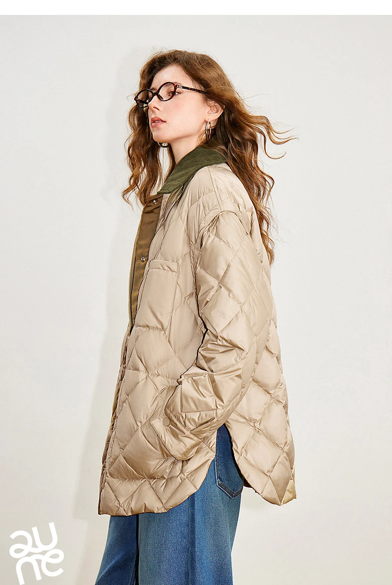 TOYOUTH Women 90% White Duck Down Jacket 2025 Winter New Double Side Antibacterial Turn Down Collar Parka Female Outwear Coat