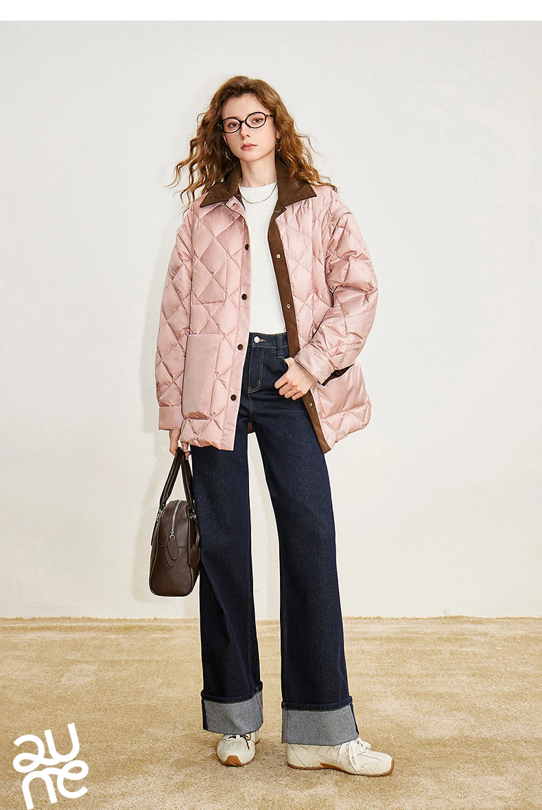 TOYOUTH Women 90% White Duck Down Jacket 2025 Winter New Double Side Antibacterial Turn Down Collar Parka Female Outwear Coat