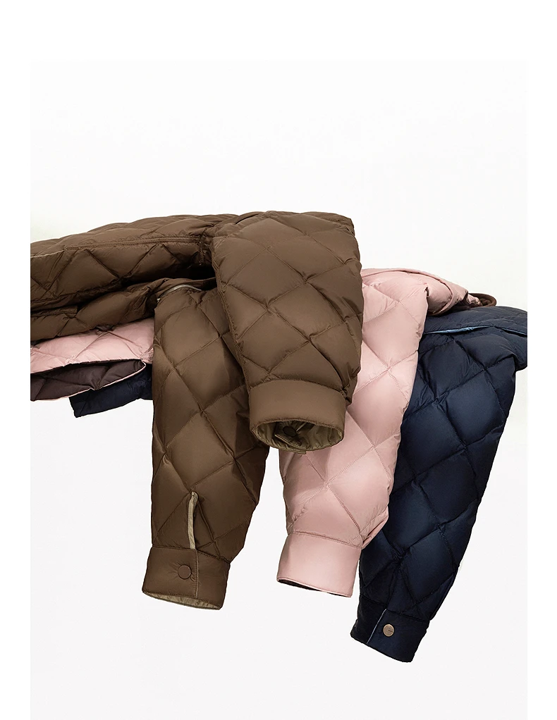 TOYOUTH Women 90% White Duck Down Jacket 2025 Winter New Double Side Antibacterial Turn Down Collar Parka Female Outwear Coat
