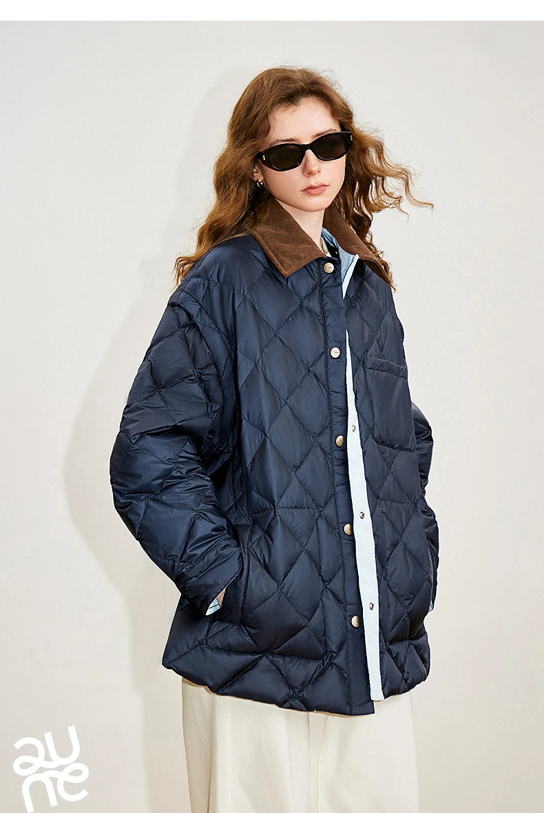 TOYOUTH Women 90% White Duck Down Jacket 2025 Winter New Double Side Antibacterial Turn Down Collar Parka Female Outwear Coat