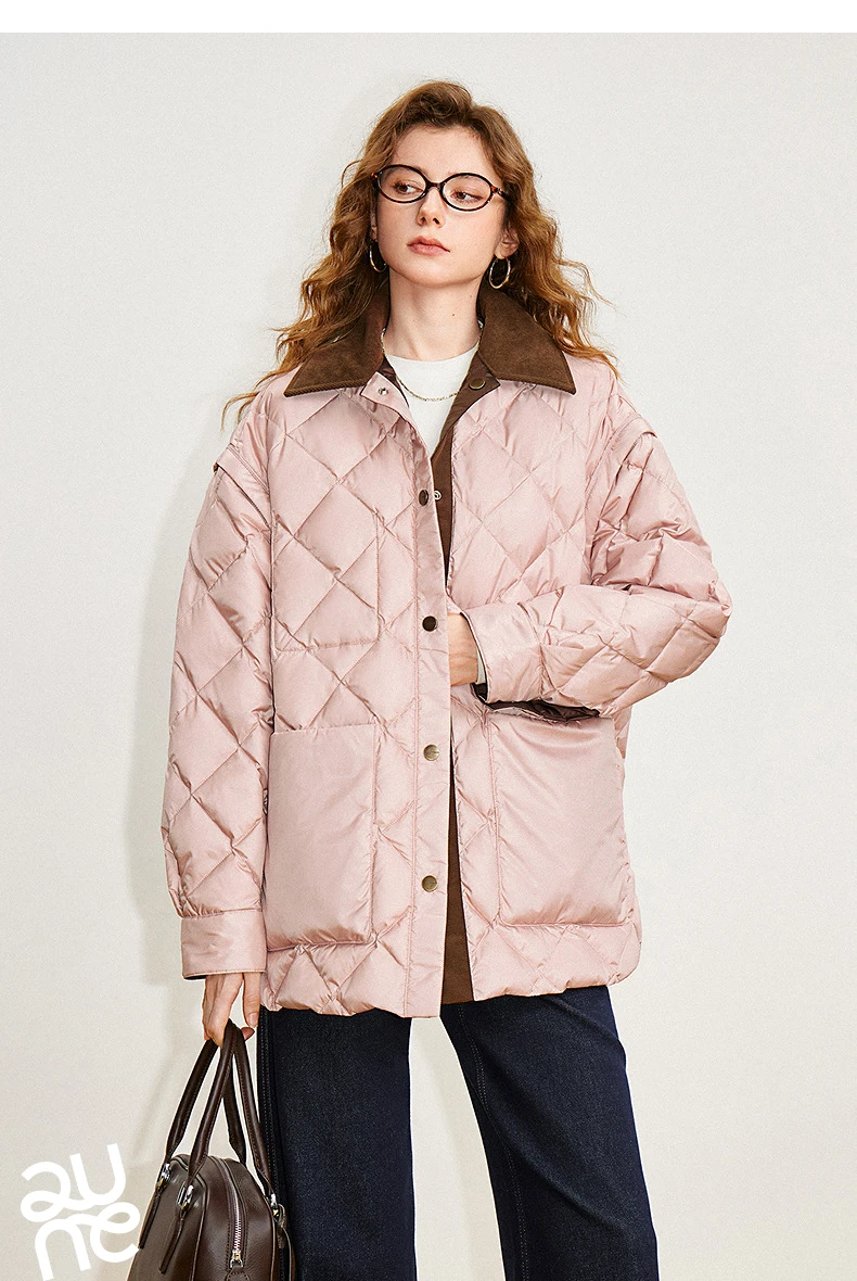 TOYOUTH Women 90% White Duck Down Jacket 2025 Winter New Double Side Antibacterial Turn Down Collar Parka Female Outwear Coat