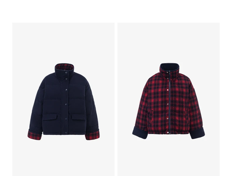TOYOUTH Women 90% White Duck Down Jacket 2025 Winter New Retro Corduroy Plaid Fluffy Double Side Warm Jacket