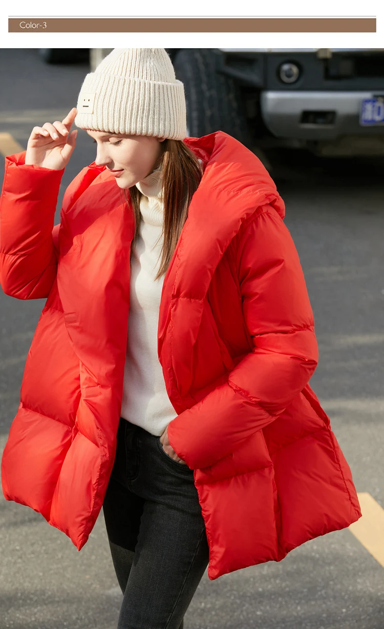 AMII Minimalist Hooded Women Duck Down Jacket Winter New 2024 Loose Warm Bread Clothing Trendy Blends Streetwear Female 12424111