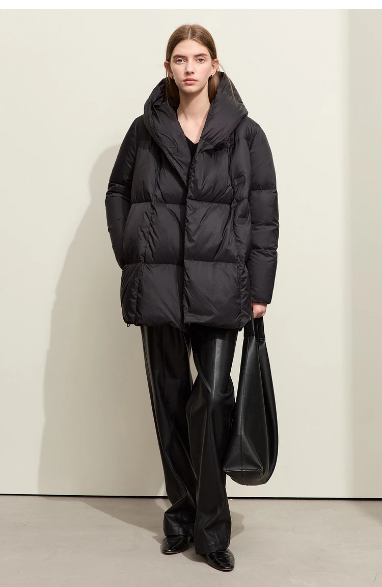 AMII Minimalist Hooded Women Duck Down Jacket Winter New 2024 Loose Warm Bread Clothing Trendy Blends Streetwear Female 12424111