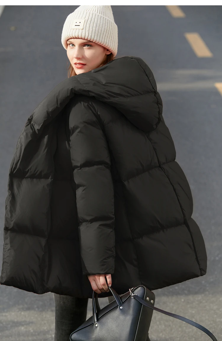 AMII Minimalist Hooded Women Duck Down Jacket Winter New 2024 Loose Warm Bread Clothing Trendy Blends Streetwear Female 12424111