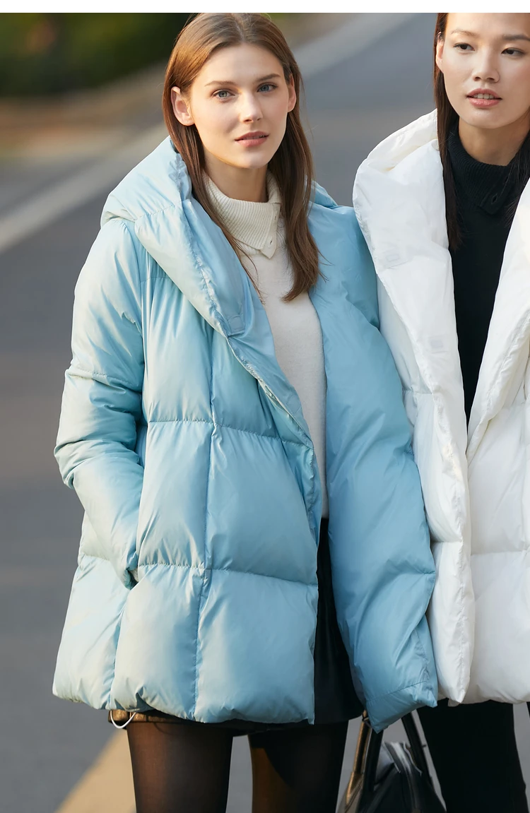 AMII Minimalist Hooded Women Duck Down Jacket Winter New 2024 Loose Warm Bread Clothing Trendy Blends Streetwear Female 12424111