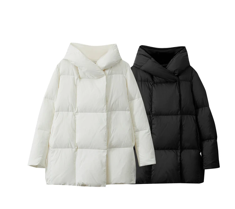 AMII Minimalist Hooded Women Duck Down Jacket Winter New 2024 Loose Warm Bread Clothing Trendy Blends Streetwear Female 12424111