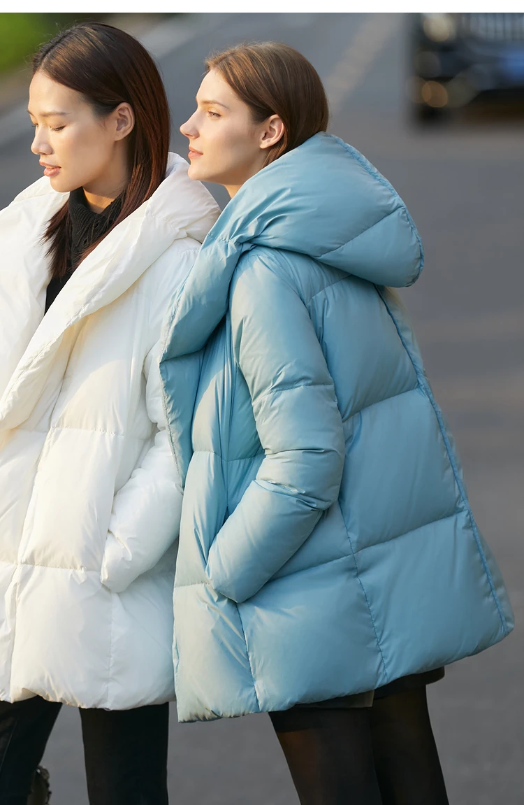 AMII Minimalist Hooded Women Duck Down Jacket Winter New 2024 Loose Warm Bread Clothing Trendy Blends Streetwear Female 12424111