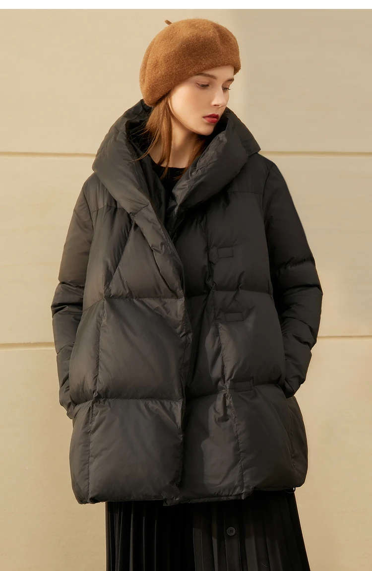 AMII Minimalist Hooded Women Duck Down Jacket Winter New 2024 Loose Warm Bread Clothing Trendy Blends Streetwear Female 12424111