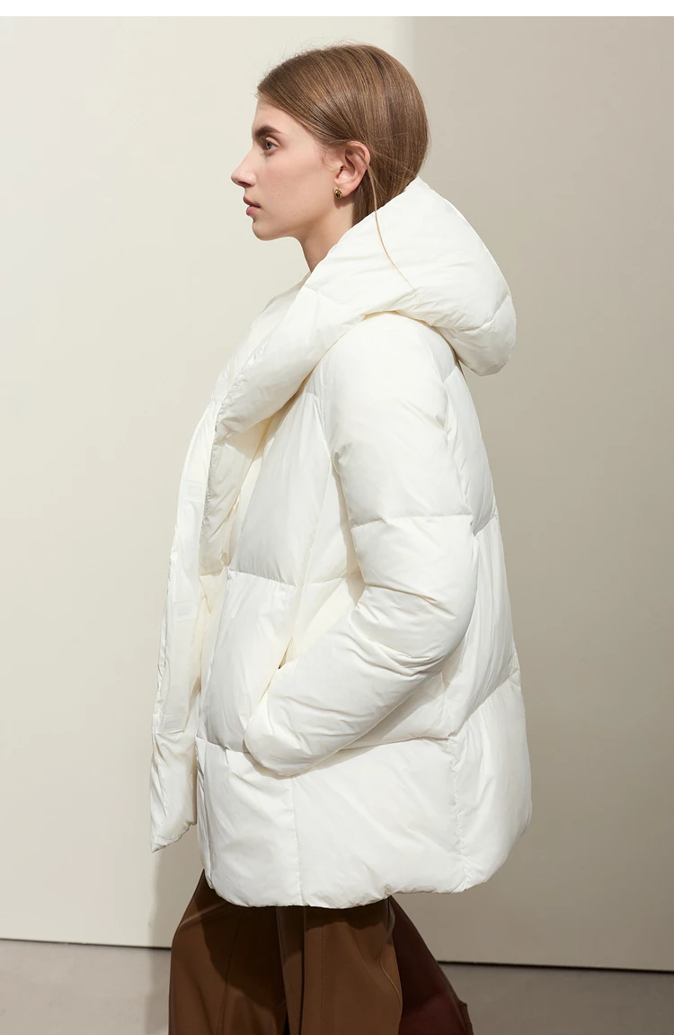 AMII Minimalist Hooded Women Duck Down Jacket Winter New 2024 Loose Warm Bread Clothing Trendy Blends Streetwear Female 12424111