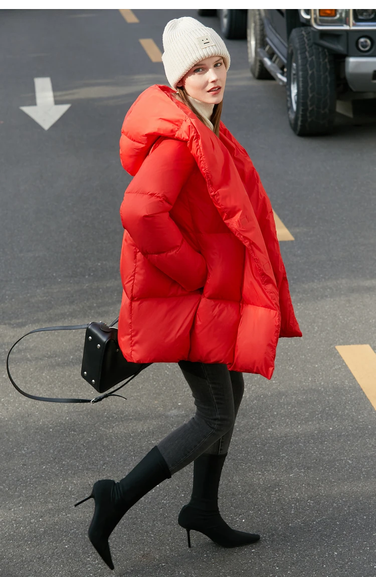 AMII Minimalist Hooded Women Duck Down Jacket Winter New 2024 Loose Warm Bread Clothing Trendy Blends Streetwear Female 12424111
