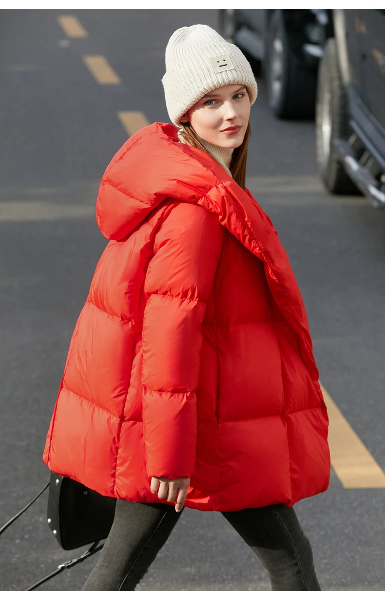AMII Minimalist Hooded Women Duck Down Jacket Winter New 2024 Loose Warm Bread Clothing Trendy Blends Streetwear Female 12424111