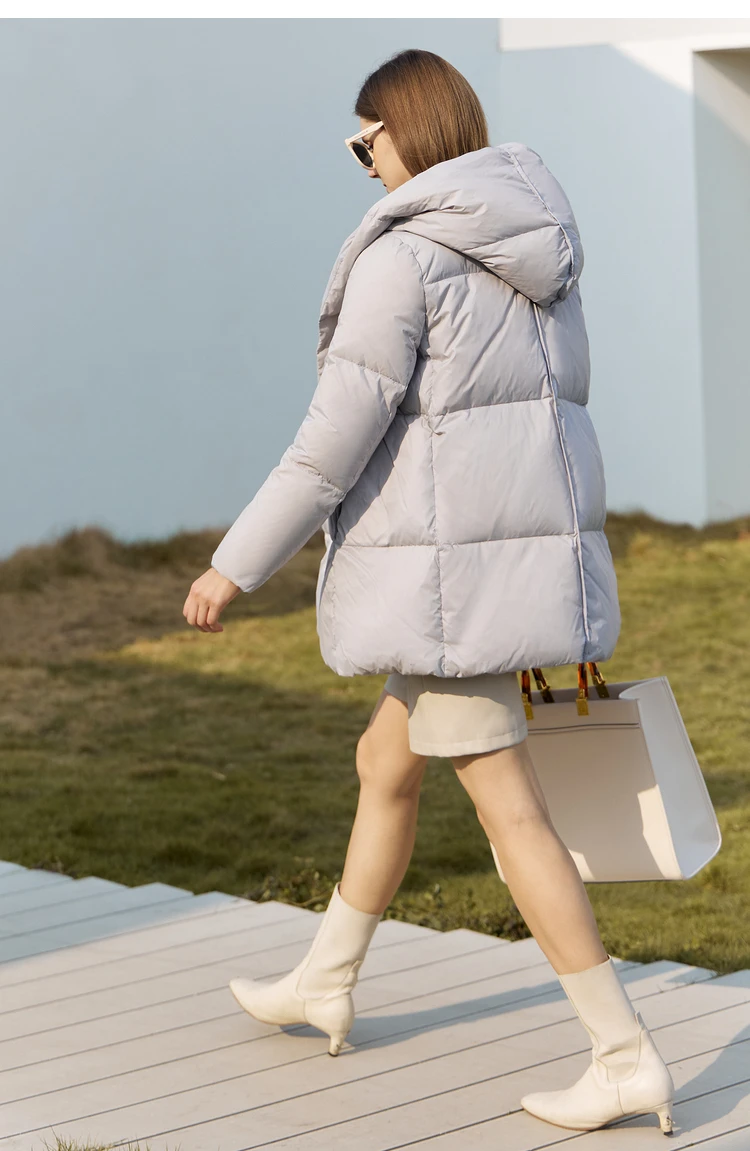 AMII Minimalist Hooded Women Duck Down Jacket Winter New 2024 Loose Warm Bread Clothing Trendy Blends Streetwear Female 12424111
